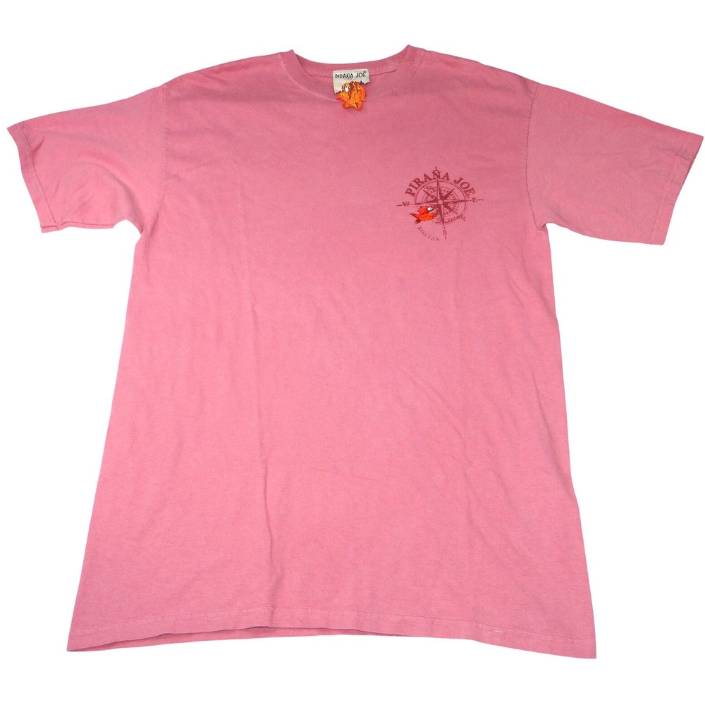 Piranha Joe Roatan Compass Graphic T Shirt Pink Short Sleeve Cotton Blend‎ M